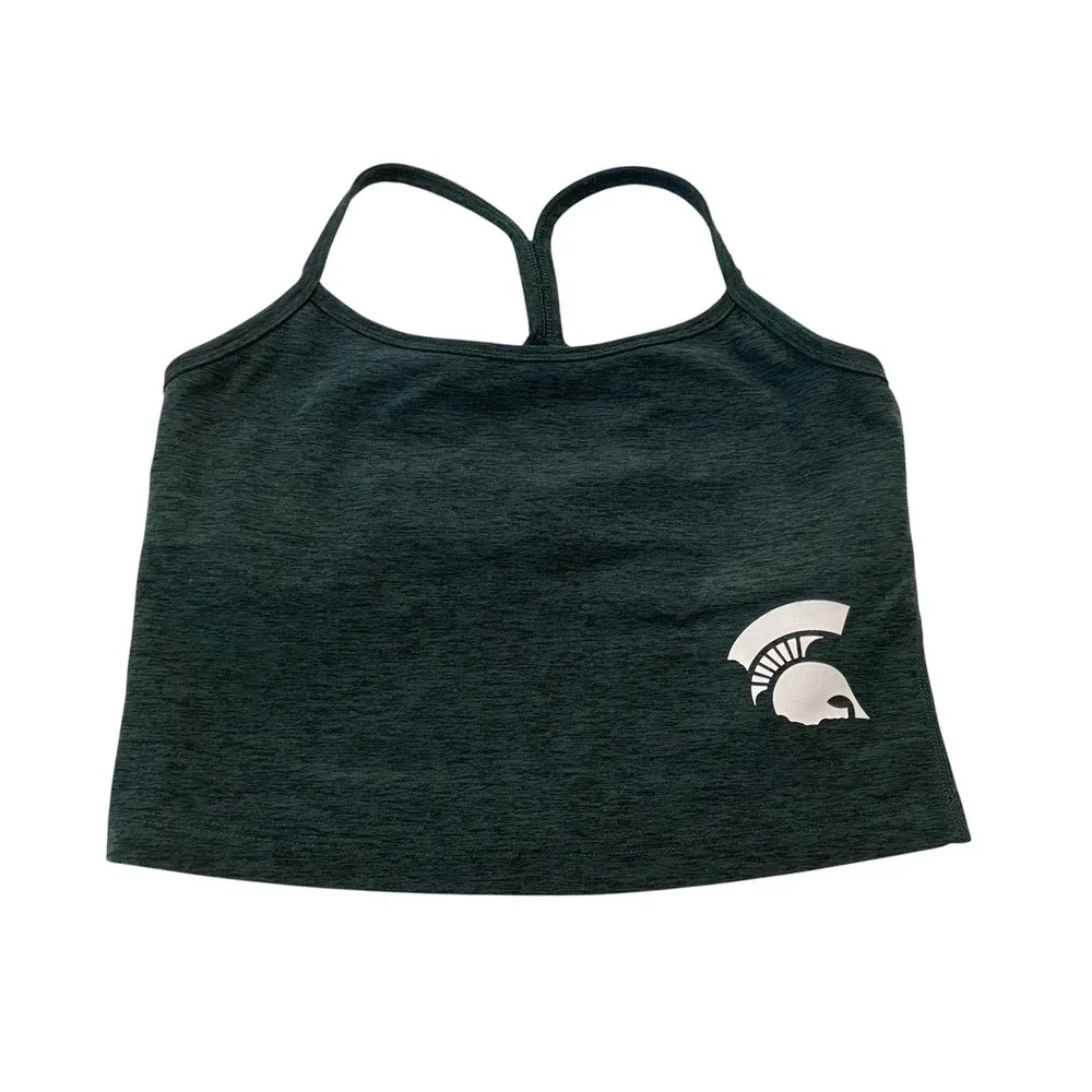 Beyond Yoga Michigan State Spartans Crop Tank Top Small S Dark Green Heathered